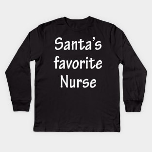 Santa's Favorite Nurse Kids Long Sleeve T-Shirt